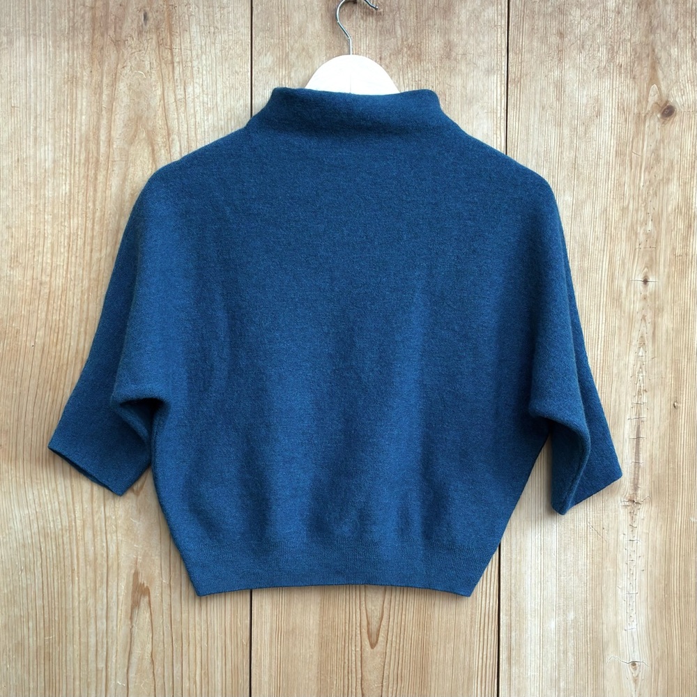 The Reset Teal Cropped Mock Neck Sweater Sz S/M